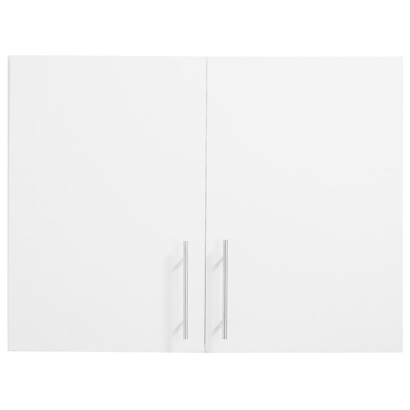 Laundry Room Wall Cabinet, 2-Tier Wall Mounted Hanging Cabinet with 2 Doors, Cupboard Organizer with Adjustable Shelf, for Bathroom, Kitchen, Garage, Laundry, 16 x 32 x 24 in (D x W x H), White
